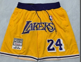 Los Angeles Lakers Gold Throwback #24 NBA Shorts