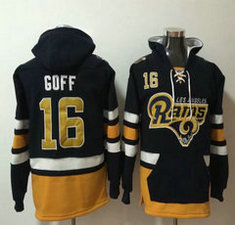 Los Angeles Rams #16 Jared Goff Navy Blue All Stitched Hooded Sweatshirt