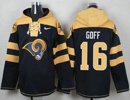 Los Angeles Rams #16 Jared Goff Navy Blue Player Pullover Authentic Stitched Hoodie