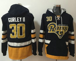 Los Angeles Rams #30 Todd Gurley II Stitched Black Gold Name & Number Pullover NFL Hoodie