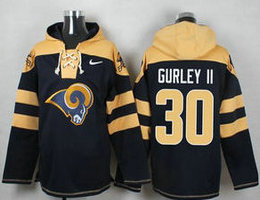 Los Angeles Rams #30 Todd Gurley II blue authentic Stitched NFL Hoodies