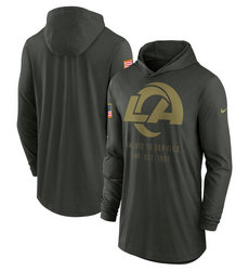 Los Angeles Rams Forest Green 2025 Salute To Service Sideline Dri-FIT Lightweight Pullover Hoodie