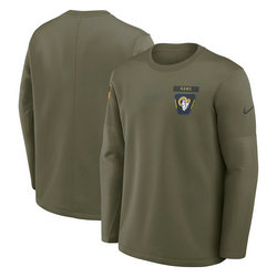 Los Angeles Rams Olive 2025 Salute To Service Sideline Coaches Therma-FIT Long Sleeve Shirt