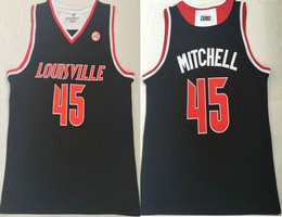 Louisville Cardinals #45 Donovan Mitchell Black Basketball Stitched NCAA Jersey