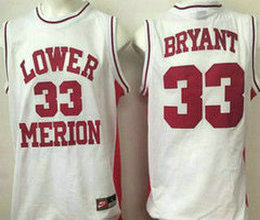 Lower Merion #33 Kobe Bryant White Basketball stitched Jersey