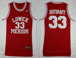 Lower Merion High School #33 Kobe Bryant Red Chase Fashion New Authentic Stitched NBA jersey