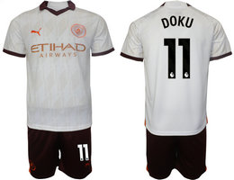 Manchester City 2023-24 #11 DOKU Away Soccer Club Jersey
