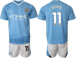 Manchester City 2023-24 #11 DOKU Home Soccer Club Jersey