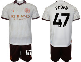 Manchester City 2023-24 #47 FODEN Away Soccer Club Jersey
