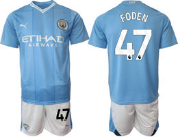 Manchester City 2023-24 #47 FODEN Home Soccer Club Jersey