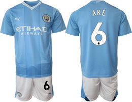 Manchester City 2023-24 #6 AKE Home Soccer Club Jersey