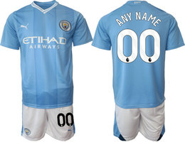 Manchester City 2023-24 any name Home Soccer Club Jersey