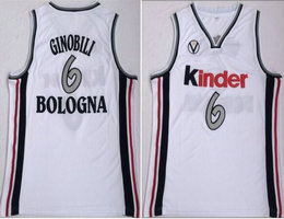 Manu Ginobili #6 Virtus Kinder Bologna European Basketball Jerseys