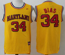 Maryland Terps #34 Len Bias Gold College Basketball stitched Jersey