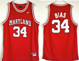 Maryland Terps #34 Len Bias Red College Basketball Jersey