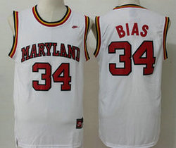 Maryland Terps #34 Len Bias White College Basketball stitched Jersey