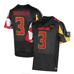 Maryland Terrapins #3 TAGOVAILOA Black NCAA jersey.