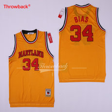 Maryland Terrapins #34 Len Bias Yellow Throwback College Jersey