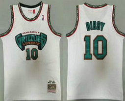 Memphis Grizzlies #10 Mike Bibby White 1998-99 Hardwood Classics Authentic Stitched NBA jersey