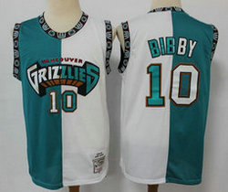 Memphis Grizzlies #10 Mike Bibby White Green Hardwood Classics Authentic Stitched NBA jersey