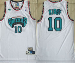 Memphis Grizzlies #10 Mike Bibby White Throwback Hardwood Classics Authentic Stitched NBA jersey