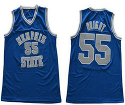 Memphis State #55 Lorenzen Wright Blue College Basketball Jersey