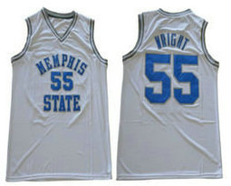 Memphis State #55 Lorenzen Wright White College Basketball Jersey