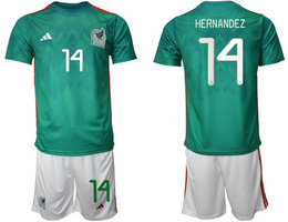 Mexico #14 HERNANDEA Green Home 2022 World Cup National Soccer Jersey