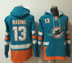 Miami Dolphins #13 Dan Marino Green All Stitched Pullover Hoodie