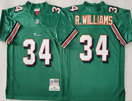 Miami Dolphins #34 Ricky Williams Green Throwback Authentic Stitched NFL Jersey