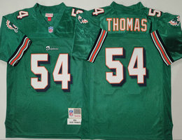 Miami Dolphins #54 Zach Thomas Green Throwback Authentic Stitched NFL Jersey