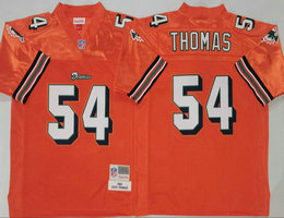 Miami Dolphins #54 Zach Thomas Orange Throwback Authentic Stitched NFL Jersey