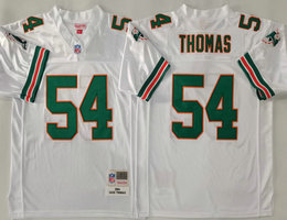 Miami Dolphins #54 Zach Thomas White Throwback Authentic Stitched NFL Jersey