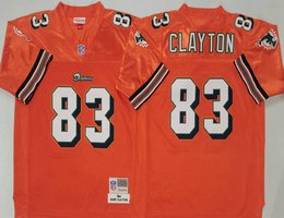Miami Dolphins #83 Mark Clayton Orange Throwback Authentic Stitched NFL Jersey