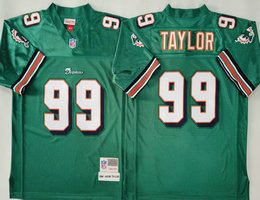 Miami Dolphins #99 Jason Taylor Green Throwback Authentic Stitched NFL Jersey