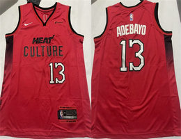 Miami Heat #13 Bam Adebayo Red 2024-25 City Edition Stitched Basketball Jersey