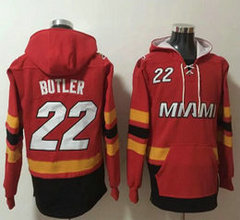 Miami Heat #22 Jimmy Butler Red Stitched Hooded Sweatshirt