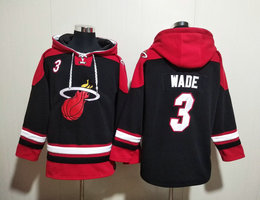 Miami Heat #3 Dwyane Wade Black Skull All Stitched Hooded Sweatshirt