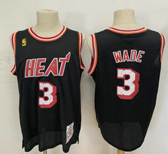 Miami Heat #3 Dwyane Wade Black Throwback Authentic Stitched NBA jersey