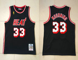Miami Heat #33 Alonzo Mourning Black Throwback Authentic Stitched NBA jersey