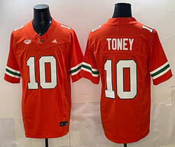 Miami Hurricanes #10 Malachi Toney Orange Stitched Football Jersey