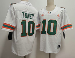 Miami Hurricanes #10 Malachi Toney White Stitched Football Jersey