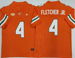 Miami Hurricanes #10 Mark Fletcher Jr. Orange Stitched Football Jersey
