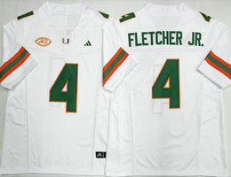 Miami Hurricanes #10 Mark Fletcher Jr. White Stitched Football Jersey