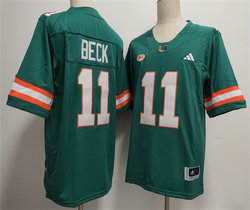 Miami Hurricanes #11 Carson Beck Aqua Stitched Football Jersey
