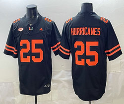 Miami Hurricanes #25 Hurricanes Black Stitched NCAA Jersey