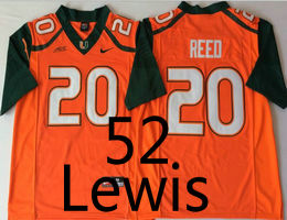 Miami Hurricanes #52 Lewis Orange 2018 Stitched NCAA Jerseys