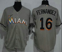 Miami Marlins #16 Jose Fernandez Grey Game Authentic Stitched MLB Jersey