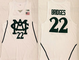 Michigan State College #22 Miles Bridges White Basketball Jersey