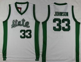 Michigan State Spartans #33 Magic Johnson White Basketball stitched Jersey